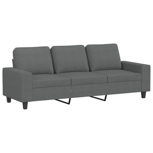 Canapé à 3 places avec repose-pieds Gris foncé 180 cm Tissu