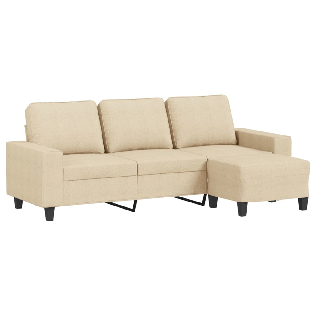 Canapé à 3 places avec repose-pieds Crème 180 cm Tissu