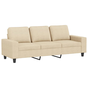 Canapé à 3 places avec repose-pieds Crème 180 cm Tissu