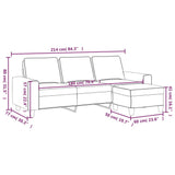 Canapé à 3 places avec repose-pieds Noir 180 cm Tissu