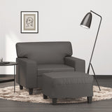 Fauteuil avec repose-pied Gris 60 cm Similicuir