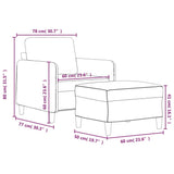 Fauteuil avec repose-pied Gris clair 60 cm Velours