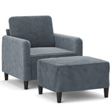 Fauteuil avec repose-pied Gris foncé 60 cm Velours