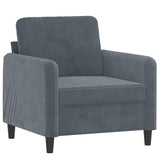 Fauteuil avec repose-pied Gris foncé 60 cm Velours