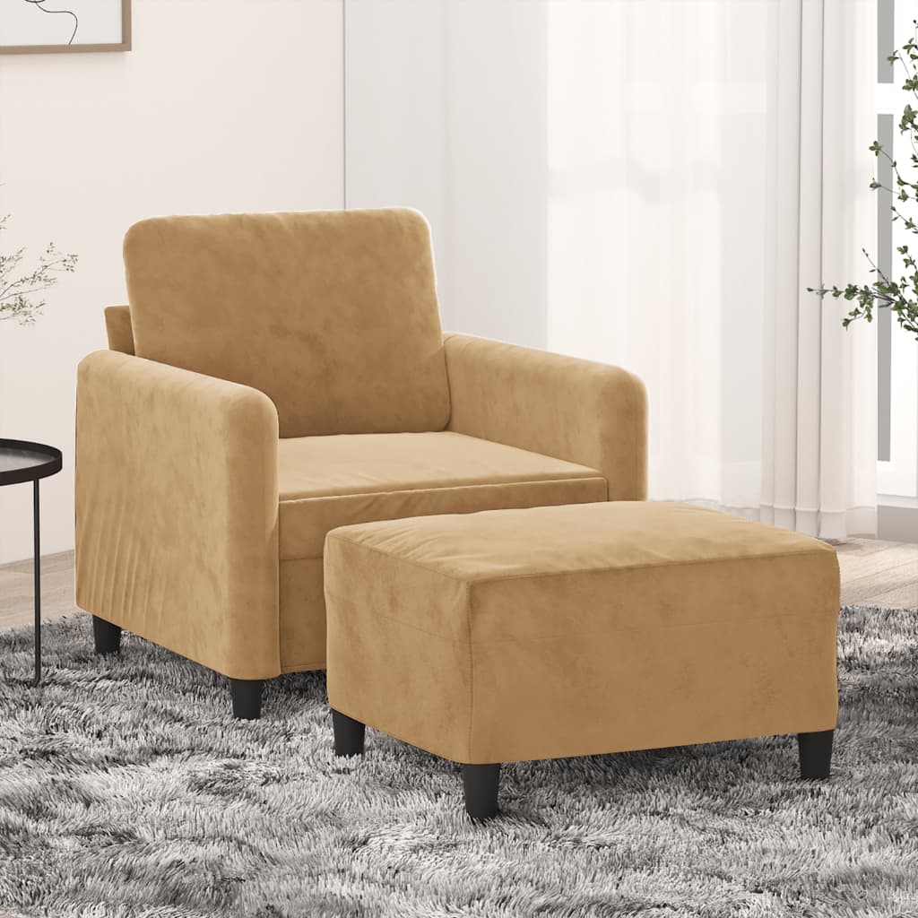 Fauteuil avec repose-pied Marron 60 cm Velours