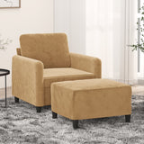 Fauteuil avec repose-pied Marron 60 cm Velours