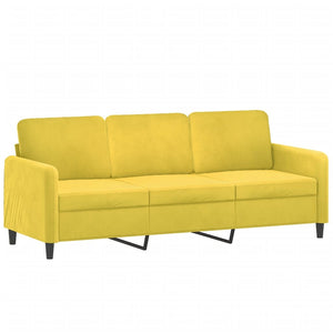Canapé à 3 places avec repose-pieds jaune 180 cm velours