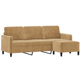 Canapé à 3 places avec repose-pieds Marron 180 cm Velours