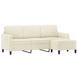 Canapé à 3 places avec repose-pieds Crème 180 cm Velours