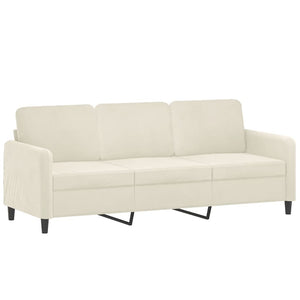Canapé à 3 places avec repose-pieds Crème 180 cm Velours