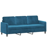Canapé à 3 places avec repose-pieds Bleu 180 cm Velours