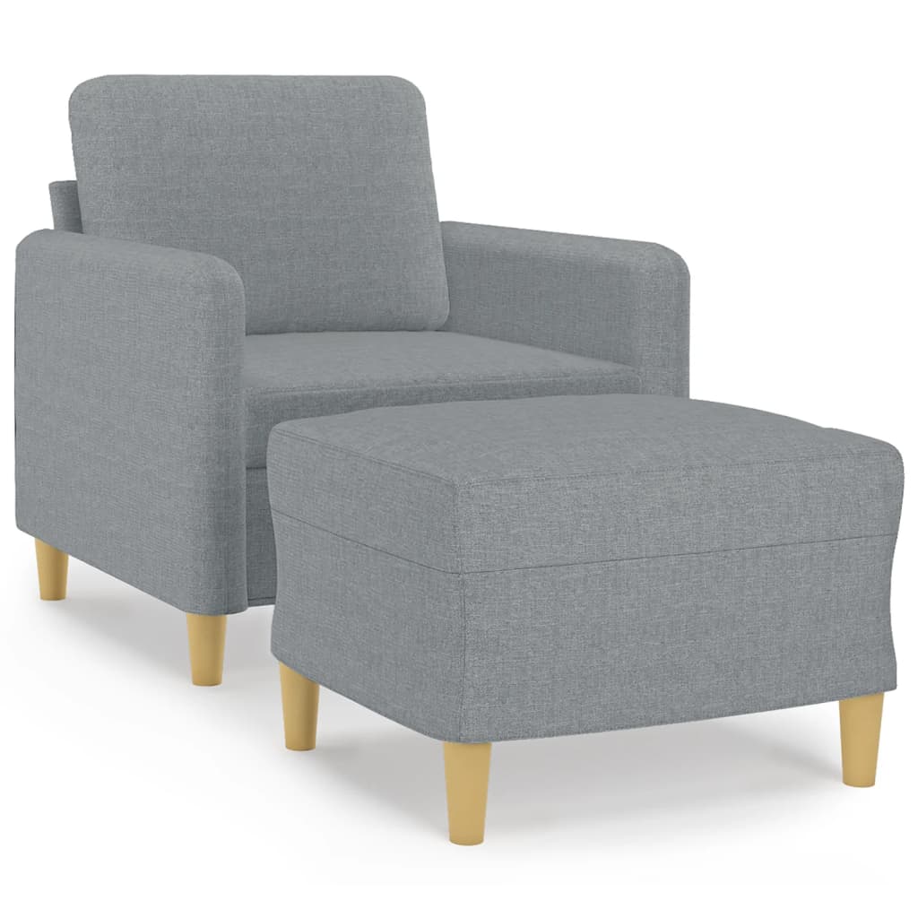 Fauteuil avec repose-pied Gris clair 60 cm Tissu