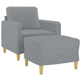 Fauteuil avec repose-pied Gris clair 60 cm Tissu