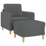 Fauteuil avec repose-pied Gris foncé 60 cm Tissu