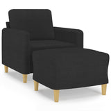 Fauteuil avec repose-pied Noir 60 cm Tissu