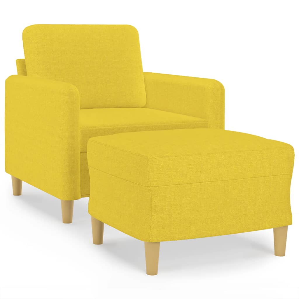 Fauteuil avec repose-pied Jaune clair 60 cm Tissu