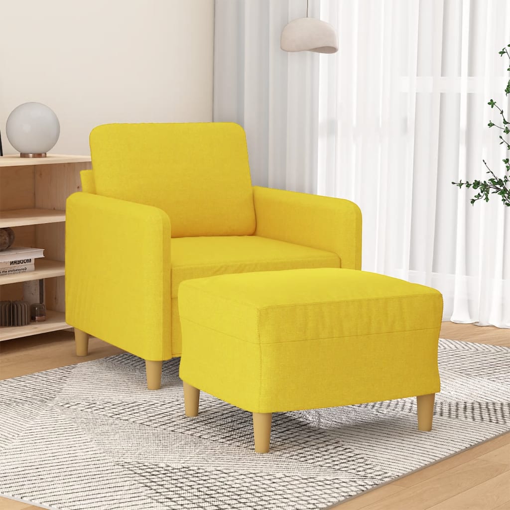Fauteuil avec repose-pied Jaune clair 60 cm Tissu