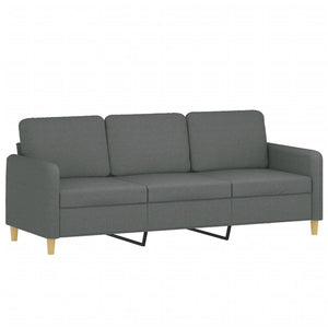 Canapé à 3 places avec repose-pieds Gris foncé 180 cm Tissu