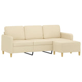 Canapé à 3 places avec repose-pieds Crème 180 cm Tissu