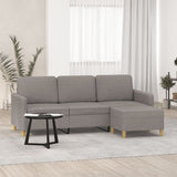 Canapé à 3 places avec repose-pieds Taupe 180 cm Tissu