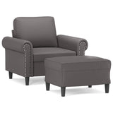Fauteuil avec repose-pied Gris 60 cm Similicuir