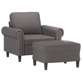 Fauteuil avec repose-pied Gris 60 cm Similicuir