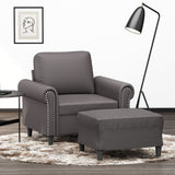 Fauteuil avec repose-pied Gris 60 cm Similicuir