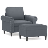 Fauteuil avec repose-pied Gris foncé 60 cm Velours