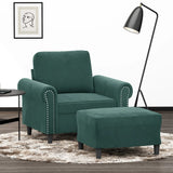 Fauteuil avec repose-pied Vert foncé 60 cm Velours