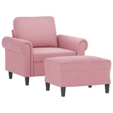 Fauteuil avec repose-pied Rose 60 cm Velours