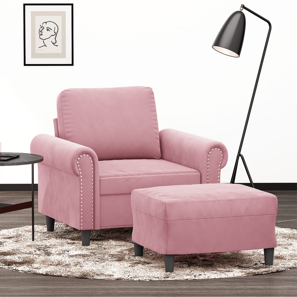Fauteuil avec repose-pied Rose 60 cm Velours