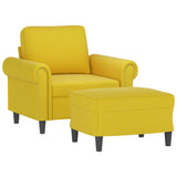 Fauteuil avec repose-pied jaune 60 cm velours