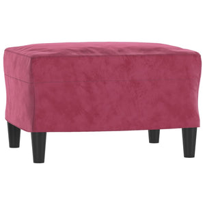 Canapé à 3 places et repose-pieds Rouge bordeaux 180 cm Velours