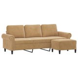 Canapé à 3 places avec repose-pieds Marron 180 cm Velours