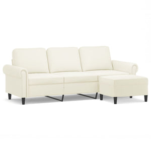 Canapé à 3 places avec repose-pieds Crème 180 cm Velours