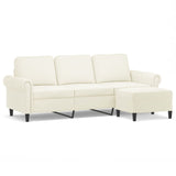 Canapé à 3 places avec repose-pieds Crème 180 cm Velours