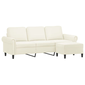 Canapé à 3 places avec repose-pieds Crème 180 cm Velours