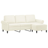 Canapé à 3 places avec repose-pieds Crème 180 cm Velours