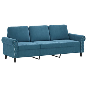 Canapé à 3 places avec repose-pieds Bleu 180 cm Velours