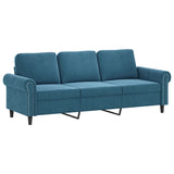 Canapé à 3 places avec repose-pieds Bleu 180 cm Velours