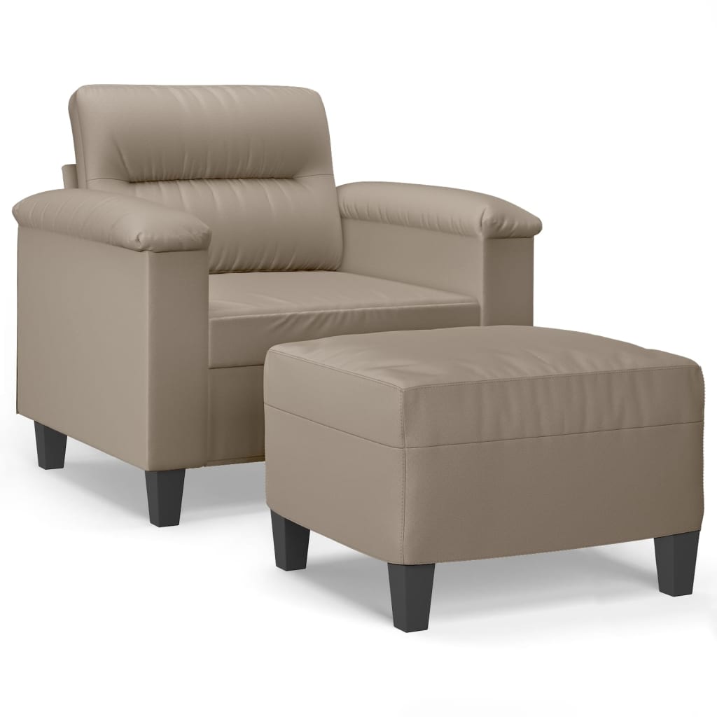 Fauteuil avec repose-pied Taupe 60 cm Tissu microfibre