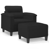 Fauteuil avec repose-pied Noir 60 cm Tissu microfibre