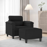 Fauteuil avec repose-pied Noir 60 cm Tissu microfibre