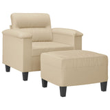 Fauteuil avec repose-pied Crème 60 cm Tissu microfibre
