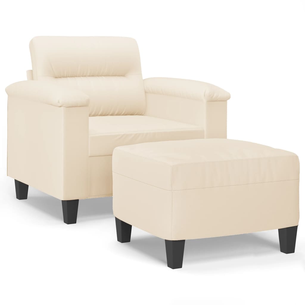 Fauteuil avec repose-pied Beige 60 cm Tissu microfibre