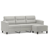 Canapé 3 places repose-pieds Gris clair 180 cm Tissu microfibre