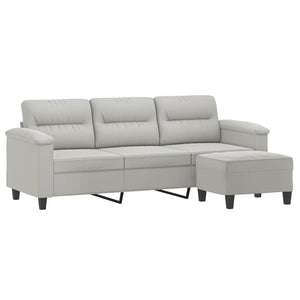 Canapé 3 places repose-pieds Gris clair 180 cm Tissu microfibre
