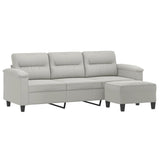 Canapé 3 places repose-pieds Gris clair 180 cm Tissu microfibre
