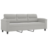Canapé 3 places repose-pieds Gris clair 180 cm Tissu microfibre