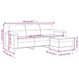 Canapé 3 places avec repose-pieds Crème 180 cm Tissu microfibre
